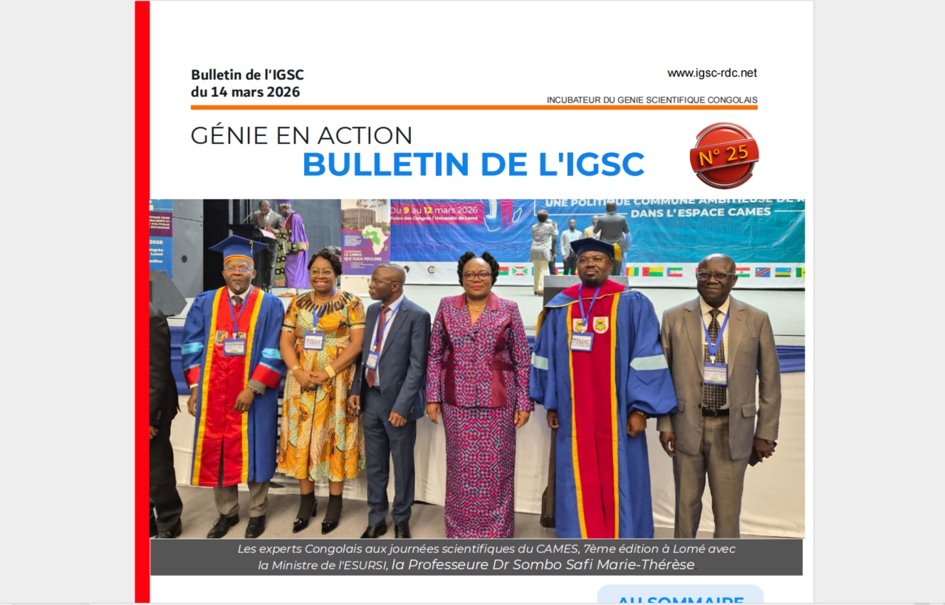 Bulletin de l’IGSC n°25 : la science congolaise en structuration