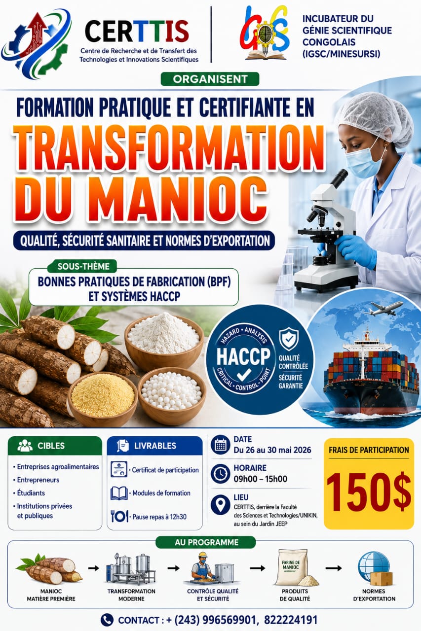 Transformation du Manioc : vers une industrialisation aux normes internationales